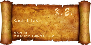 Kach Elek névjegykártya